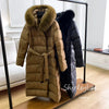 Winter Women 90% White Duck Down Jackets Ultra Light Warm Long Parkas Real Fox Fur Collar Female Hooded Snow Coats