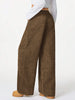 Women's Retro Corduroy Cargo Pants Casual Drawstring Straight Sports Pants Drape Daily Commuting Wide Leg Pants