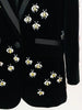 High Street F/W Designer Jacket Women's Single Button Rhinestone Diamonds Beaded Bee Velvet Long Blazer