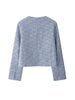 \Women's Tweed Jacket Coat Long Sleeve with Pockets Front Metal Button Chic Outerwear Female Tops
