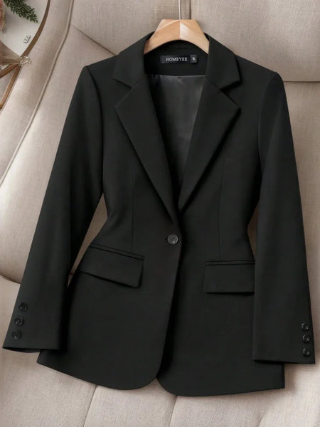 Women Fall Office Slim Blazer Plus Size Single Button Pockets Blazer Beige Black Winter Commuter Simple Casual Blazer