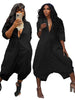 Women Plus Size Jumpsuit Business Casual Black Shirt Collar 3/4 Sleeve Pocket Harem Pants Rompers Single Breasted Loose Outfits
