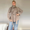 Elegant Solid Stand Collar Short Coat Women Casual Loose Button Full Sleeve Outwear Autumn Winter Streetwear