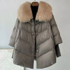 Female Loose Outerwear Down Jacket Overcoat Women Winter Coat 90% White Duck Down Jacket With Big Woolen Collar Coat