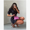 Women White Floral Print Puff Sleeve Blazer Collar Peplum Mermaid Midi Dress Elegant Casual Gown Bridesmaid Wedding Sundress