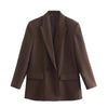 Women Double Breasted Plaid Blazer Coat Vintage Long Sleeve Flap Pockets Female Outerwear Chic Vestes Femme
