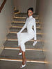 High Collar Long Sleeve Hip Wrap Women Maxi Dresses Solid Sheath Elegant Evening Party Outfits Bodycon Female