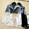 Spring Autumn Medium Long Splicing Denim Jacket Female Loose All-match Casual Cowboy Overcoat Female Windbreaker
