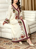 Plus Size Middle Eastern Gown Western V-Neck Printed Women's Dress for Commute Loose Vacation Style Long Sleeve Dress