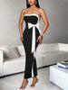 Ladies Elegant Color Block Knot Design One Shoulder Dress Stylish Graceful Versatile Butterfly Bow Dress for Women
