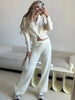 Women's Knit Zip Up Cardigan Wide Leg Pants Set Soft Fabric Cropped Elastic Waist Autumn Winter Sweater