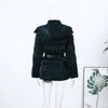 Warm Glossy Hooded Lace-up Cotton Coats Winter Female Casual Zipper Bottons Belted Overcoat Women's Solid Streetwear