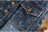 Spring Love Jacquard Denim Skirt Women Autumn Casual Slim Split Buttock Skirt With pockets Female Long Denim Skirts
