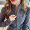Thickened Warm Fleece Jacket for Women Autumn Winter Simple Versatile Zipper Coats Thumb Hole Design Casual Sport Style Tops