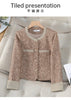 Korean Vintage Tweed Short Jackets Streetwear Slim Coat Spring Long Sleeve All-Match Wool Blend Elegant Blazer Jacket Female Top