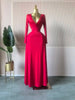 Women Draped Deep V-neck Fit and Flare Long Maxi Dress Winter Evening Prom Party Education Vacation Dresses Vestido