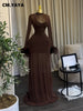 Women Feather Long Sleeve O-neck Ruched Mermaid Long Maxi Dress Street Mesh Sexy Party Cocktail Night Dresses