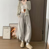 Cute Ruffled Hem Bloomers Pants Woman Japanese Lazy Style Loose Breathable Wide Leg Pants Autumn Y2K Women's Bottoms