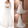 Women's Sexy Off Shoulder Lace Maxi Evening Gown Lantern Sleeve High Waist Women Dress Flowy Hem White Elegant Long Dress