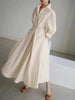 Spring Dress Long Sleeve Solid Color Elegant Maxi Dresses For Women Casual V Neck Shirt Party Long Dress Robe Femme