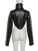 High Street PU Jacket Woman Zip Button Turtleneck Full Sleeve Navel Exposed Girls Motorcycle Style Classic Clothing