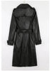 Spring Autumn Long Black Soft Faux Leather Trench Coat for Women Belt Double Breasted Elegant Overcoat 5xl 6xl