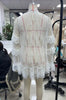 Women Lace Sheer Dress Sexy See Through Mesh Long Sleeve High Neck Floral Cover Up Cocktail Party Mini Dresses