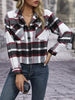 European and American Winter Product Lapel Flap Pocket Pants Casual Short Women's Plaid Jacket
