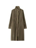 Black Pleated Stand Collar Longline Coat, Lightweight Wrinkle-Resistant Women's Casual Daily Office Commute Travel Outerwear