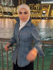 Women's Denim Lace Up Jacket Lapel Neck Waist Cinching Button Front Long Sleeve Coat Spring Femlae Casual Daily Outerwear