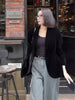 Autumn Black Velvet Women's Blazer Long Sleeve Single Button Casual Loose Temperament Suit Top Female Outerwear