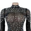 Fall Diamonds See Through O-neck Women Long Sleeve Bodycon Mini Dress Birthday Party Evening Sexy Maxi Dresses