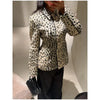 Women Leopard Print Short Furry Jacket Lapel Collar Button Slim Waist Stylish Coat Autumn Winter Street Lady Outerwears