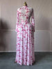 Women leaf Print patchwork smock Midi A-line Long Maxi Dress Elegant Evening Birthday Party Dresses Vestidos