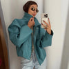 Street Pu Leather Women Jacket Elegant Long Sleeve Zippers Stand Collar Female Outwear Autumn Winter Chic Lady Coat