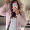 Zipper Cotton Quilted Puffer Jacket Women Furry Hooded Long Sleeve Slim Casual Female Coat Winter Outerwear Chic Lady Coats