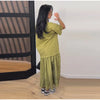 Solid Color Loose Fit Flare Sleeve Tiered Dress Crew Neck Ruffle Hem Pleated Long Maxi Dresses Spring Chic Casual Outwear