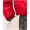 Bright Red Hooded Puffer Jacket Oversized Collar Horizontal Quilted Thick Padded Cropped Coats Women's Down Winter Jackets Warm