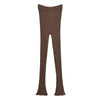 American Retro Wood Ears Cuff Ribbed Knitting Flare Pants Woman High Waist Stretch Slim Skinny Trousers Legging Bottom