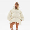 Oversized Printed Thicken Women's Coat With Hooded Loose Full Sleeve Zippers Pocket Cotton-padded Coats Winter Lady Outwear
