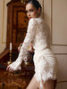 Sheer Long Sleeve O Neck Lace Solid Hip Wrap Women Dresses Elegant Outfits Sheath Party Female Bodycon Chic
