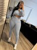 Street Women's Set Zipper Fly Crop Sweatshirt and Jogger Sweatpants Elegant Fall Sportwear Two 2-Piece Set Outfits