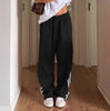 Women's Striped Pants Loose Elastic Waist Drawstring Straight Leg Casual Sweatpants with Pockets y2k Low Rise Baggy Trousers