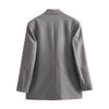 Women Double Breasted Plaid Blazer Coat Vintage Long Sleeve Flap Pockets Female Outerwear Chic Vestes Femme