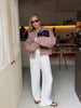 Women Round Neck Tweed Jacket Fringe Trim Long Sleeve Open Front Cropped Texture Outerwear Lady Elegant Daily Street Coat