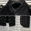 Punk Style Black Stand Up Collar Denim Jackets Vintage Washed Motor Coat For Women Autumn Loose Long Sleeve Outerwear