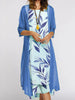 Europe and the United States autumn women's long dress two-piece set of floral print round neck suit petticoat