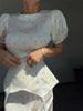 Women's White Floral Print Puff Sleeve Dress With Waistband Satin Ruffled Hem Maxi Dress Lady Elegant Party Robes