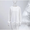 Women's Satin Short Dress Patchwork Lace Trim Crew Neck Long Sleeve Loose Dresses Spring Lady Casual Daily Chic Streetwear