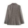 Women Checked Lapel Jacket Shorts Set Long Sleeve Buttons Belt Pocket Loose Blazer Suit Lady Office Commute Outfit